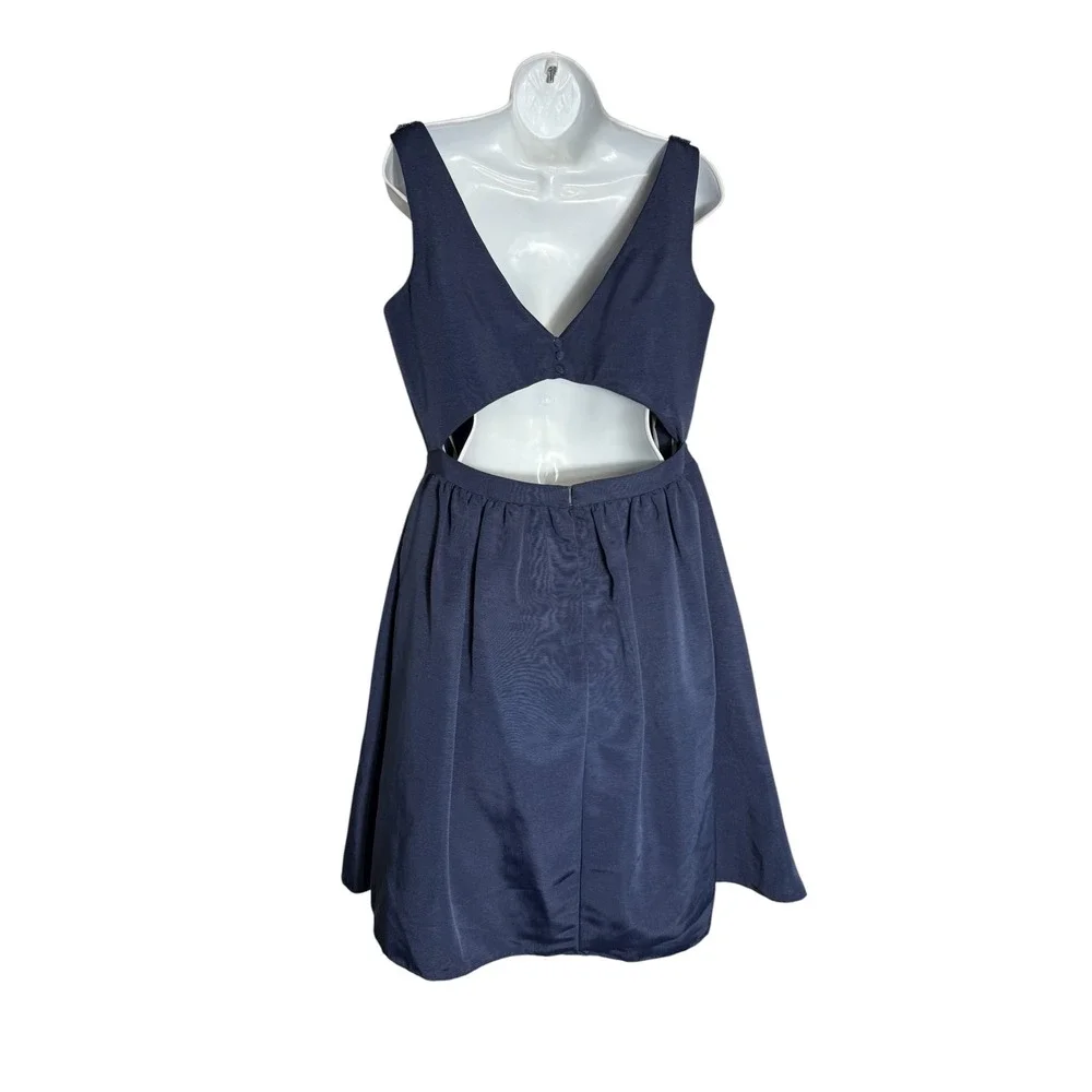 David's Bridal Dress Size 12‎ Navy Blue Fit and Flare Jewel Neck Party Cocktail
